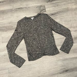 Love, fire Grey Heather Long Sleeve Top with Twist in the Front
